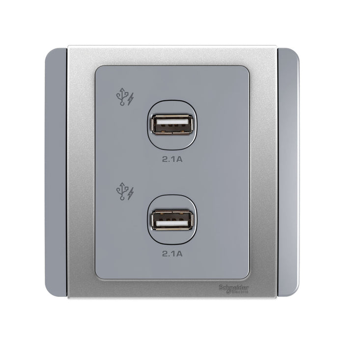 Schneider施耐德-NEO(E3000)-USB+USB插座(灰色,白色)