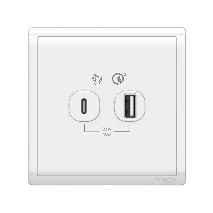 Schneider施耐德-Pieno豐尚-USB+TypeC插座(白,銀,金)